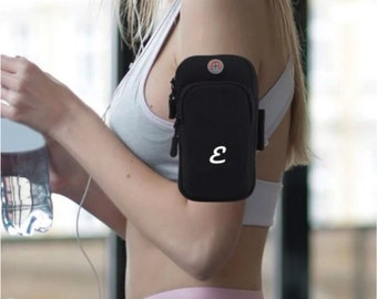 Personalized Running Armband: Phone Holder with Key Pocket, Custom Name/Logo