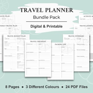 Travel Planner Bundle | Trip Itinerary | Preparation Checklist | Budget Planner | Activities Schedule | DIGITAL DOWNLOAD | A4 PDF files