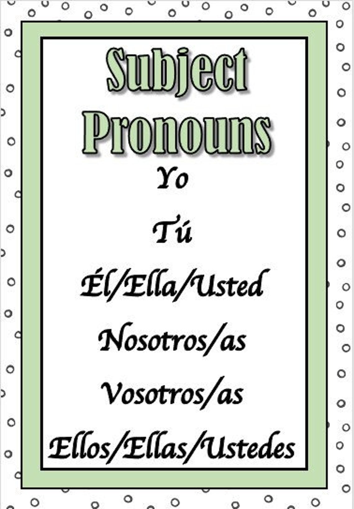 Printable Spanish Posters Pronouns Spanish Teaching Resource Spain Learn Español Digital