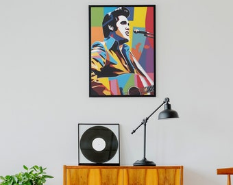 Retro King of Rock and Roll, Pop Art, Singer, Artist, Poster, Print, Wall Art, Wall Hanging, Poster,  Download, you choose size