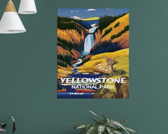 Yellowstone National Park Travel Poster, Print, Wall Art, Wall Hanging, Poster,  Download, you choose size