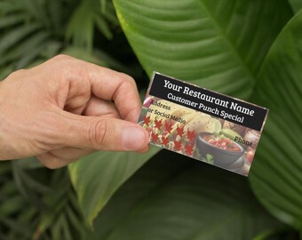 Customize Your Mexican Restaurant Loyalty Punch Business Cards Personalized with your business info - PRINTED and SHIPPED