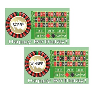 Jeu de 20 cartes Happy Birthday Casino à gratter Party Game Tickets, format 18 « Désolé » et 2 « Gagnants » emballés séparément