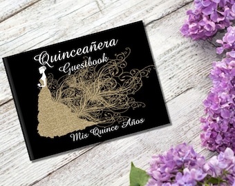 Quinceanera Guest Book Mis Quince Party for Guests to sign along with Gift Tracker - 100 pages - 288 Guests - Spanish / English