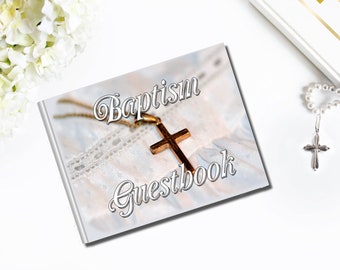 Baptism Christian Religious Guest Book Party for Guests to sign along with Gift Tracker - 100 pages - 200 Guests