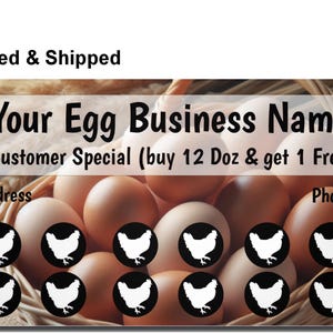 Customize Your Egg Business Company Loyalty Punch Business Cards Personalized with your info - PRINTED and SHIPPED - 1 Sided
