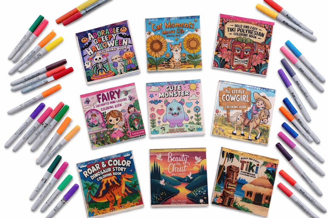 Mini Coloring Books, 4x4inch, 50 Sheets - Adults or Kids, Pocket Size ...