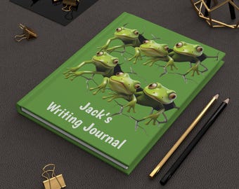 Breakout Frogs Hardcover Journal, Kid's Writing Lined Notebook, Unique Fantasy Art, Back to School, Diary 150 pgs, 5.75"x8"