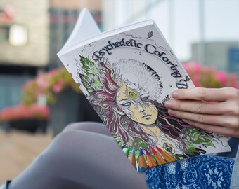HUGE 100 Psychedelic Coloring book - Actual coloring book - 1 sided Pages  8 1/2 x 11 Inch Paperback - PRINTED and Shipped
