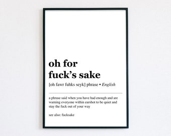 funny work from home decor | fuck definition art | office wall art | office art | funny work from home art | printable wall art | fuck art