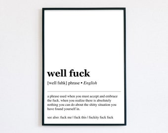 fuck definition decor | fuck definition art | office wall art | funny office art | funny work from home art | printable wall art | fuck art