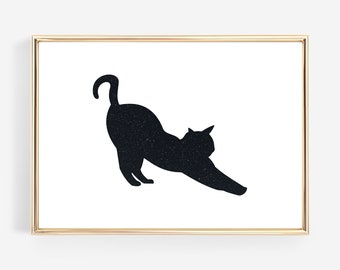 halloween printable decor | black cat art | cat printable | halloween wall art | work from home art | printable wall art | black cat print