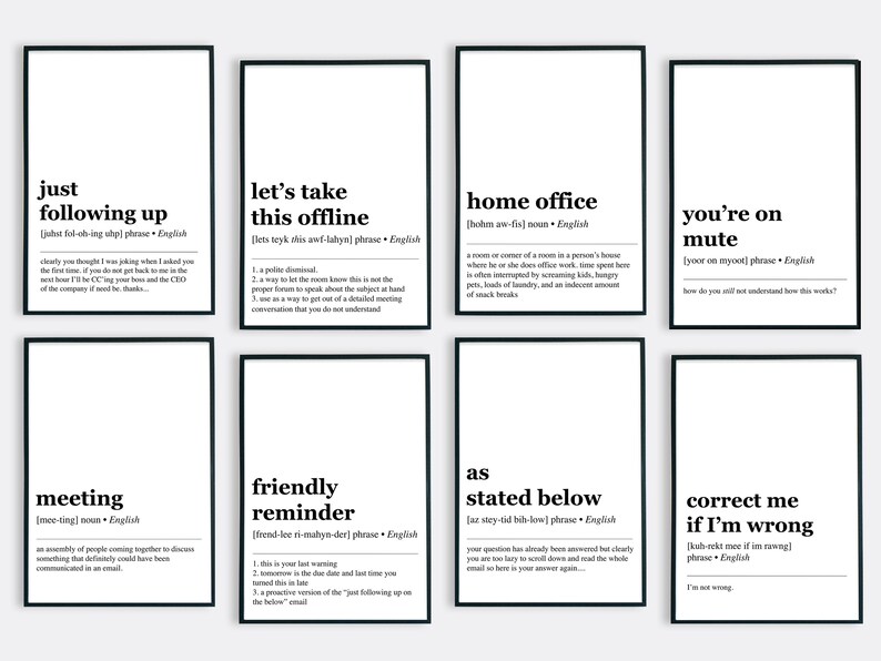 Funny Office Decor Funny Office Definitions Office Wall Art Office Art