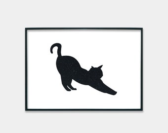 halloween printable decor | black cat art | cat printable | halloween wall art | work from home art | printable wall art | black cat print