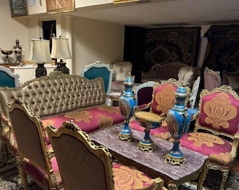 Classic Vintage 24k Gold Hand Carved Wood - 5*PIECES living room set