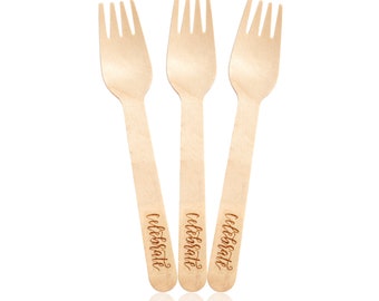 Celebrate Disposable Wooden Wedding Forks (100-Pack)