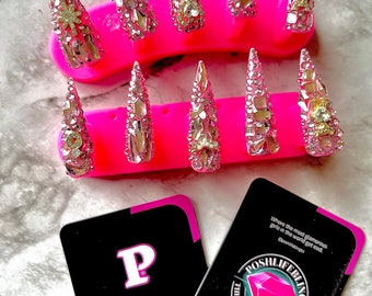 Pink Luxe Bling Press on Nails FULL SET Ready to Wear New York Fashion Week Stylist