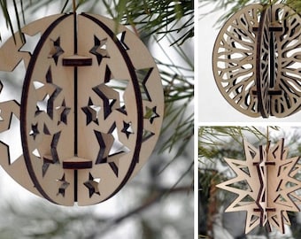 Laser cut vector files SVG CNC Christmas Decorations svg 3 Christmas toy svg Christmas Balls svg DXF decor Instant download