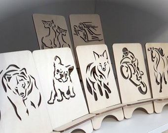 Laser cut vector files SVG CNC Phone Stand (7 Styles) Phone holder decor DXF cnc pattern cnc cut wooden Glowforge Instant download