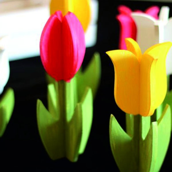 Laser cut vector files SVG CNC Flower svg Tulips svg 3D flower laser cut file 3D tulips cnc DXF Valentine's Day decor cnc pattern