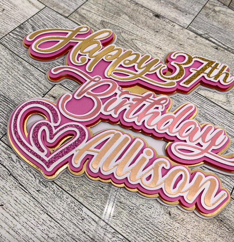 Personalized Happy Birthday Banner I Custom Cake Topper I Cake Etsy