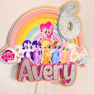 Inspired  Pony Cake Topper|Personalized Name and Age Girl Birthday Party| Unicorn Birthday Party| Rainbow Cake Topper| Pony Cake Topper