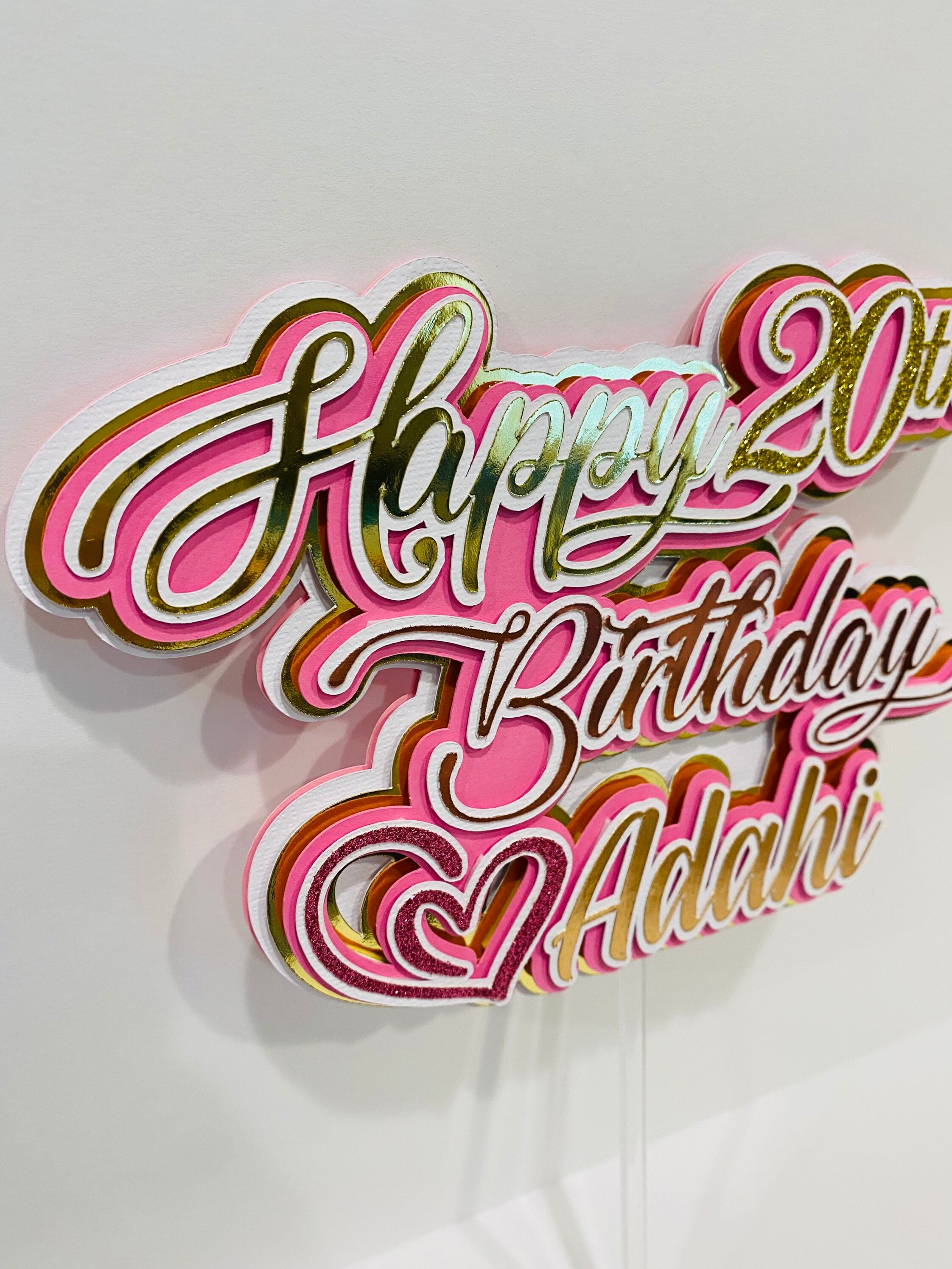 Personalized Happy Birthday Banner I Custom Cake Topper I Cake Etsy