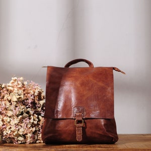 Michael kors distressed top brown leather bag