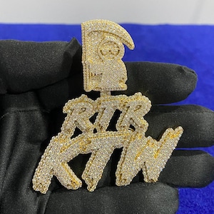 Custom VVS Moissanite Pendant In 14K Gold, Customize Any Letters Mens Hip Hop Pendant, Pass Diamond Tester, Birthday Gift