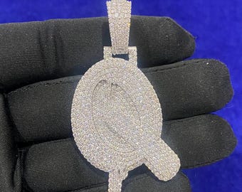Colgante de moissanita personalizado en plata, cadena de moissanita para hombre, colgante con letra personalizada, colgante con acabado en hielo, joyería personalizada para hombre