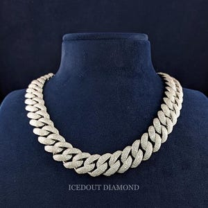 20 mm okrągły łańcuszek VVS Moissanite z ogniwami kubańskimi w 14-karatowym złocie Touch, 52 ct GRA Certyfikowany męski łańcuszek Iced Out, męski naszyjnik Moissanite