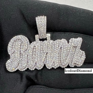 Custom VVS1 Moissanite Pendant in 925 Silver, Barnz Any Letters Customize Pendant, Rapper Pendant Pass Diamond Tester, Icedout Pendant