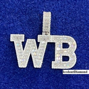 WB Custom VVS Moissanite Pendant In 925 Silver, 1.80 Inch Mens Iced Out Pendant In Baguette And Round Moissanite, Custom Necklace For Men