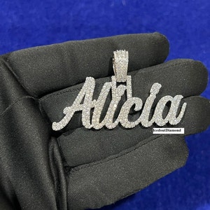 Custom Icedout Alicia Pendant, Custom Moissanite Pendant, Icedout Charm Pass Diamond Tester, Moissanite Pendant, Moissanite Chain
