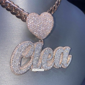 Colgante de moissanita personalizado, colgante Icedout personalizado, colgante de letra personalizado para mujer, joyería hecha a mano, probador aprobado