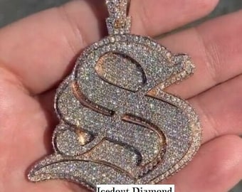 Colgante personalizado Icedout, colgante de moissanita personalizado de 9 quilates, collar para hombre, joyería personalizada para hombre, regalo de cumpleaños, probador aprobado