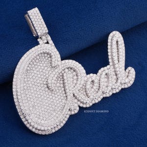 Colgante personalizado de moissanita VVS en plata 925, unisex, de 6,6 cm, con diamantes de imitación, probador de diamantes aprobado, engaste de panal, collar de moissanita.
