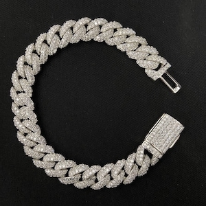 Bransoleta kubański Moissanite 13 MM VVS, srebro próby 925, solidna okrągła kubański diament, tester Pass, zapięcie typu box