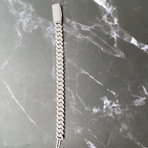 Pulsera de moissanita auténtica VVS1 en plata 925, pulsera de moissanita cubana de 8 mm