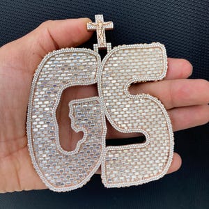 Custom VVS Moissanite Pendant in 14K Gold, Mens Moissanite Emerald Pendant With Custom Bail, 5 Inch Mens Hip Hop Pendant Pass Diamond Tester