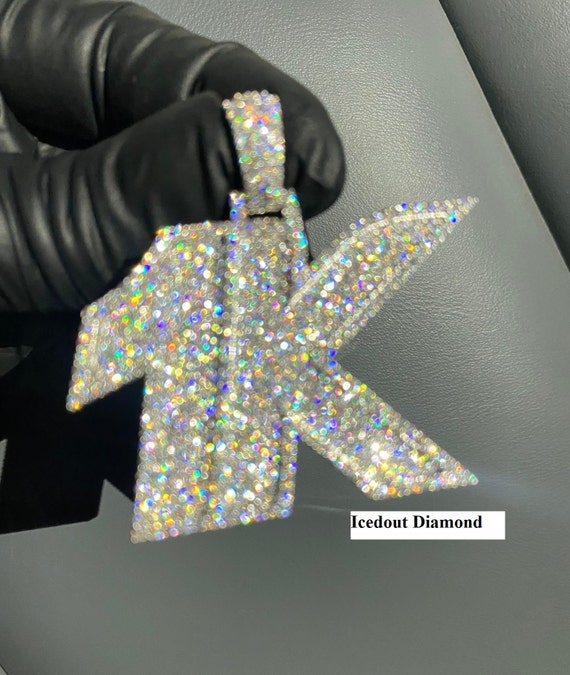 Custom Moissanite Pendant, Any Letters Silver VVS Moissanite Chain, Custom Icedout Pendant, Pass Diamond Tester