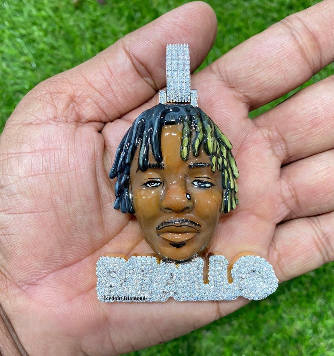 Custom Enamel 3D Face Pendant Iced Out VVS1 Moissanite Enamel Etsy