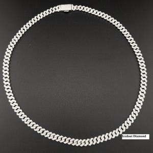 7,5 mm VVS Moissanite Kubański łańcuszek ogniwowy w srebrze 925, dwurzędowy męski naszyjnik łańcuchowy, zapięcie pudełkowe, tester Pass, certyfikat GRA