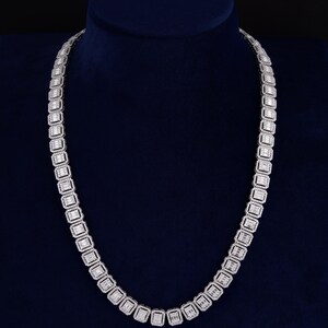 10mm Baguette Chain In VVS Moissanite in 925 Silver, Moissanite Cuban Link Chain, Box Clasp Lock Chain Pass Diamond Tester