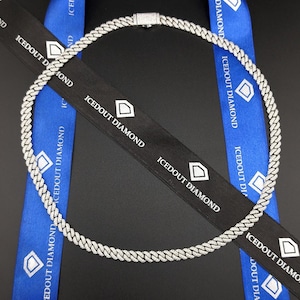 Miami Iced Out VVS Moissanite Cuban Link Chain 7MM 925 Silver, Pass Diamond Tester, Hip Hop Chain, Mens Cuban Chain Necklace, Rapper Jewelry