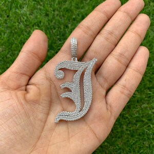 Icedout Moissanite Pendant 4.5 ctw, Mens Custom Chain, Mens Letter Pendant, 14K Gold Touch, Handmade Jewelry, Pass Tester