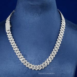 Łańcuszek kubański Moissanite o prostym brzegu, 10 mm, ze srebra 925, kolor VVS D-E-F z certyfikatem GRA, zapięcie zatrzaskowe, 2 linie łańcuszka kubańskiego Moissanite