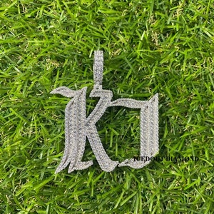 Icedout Custom Moissanite Pendant 7 ctw, Custom Moissanite Chain, Mens Custom Letter Pendant, Regalo de cumpleaños, Pass Tester