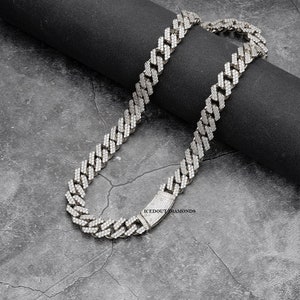 10 mm VVS Moissanite Cuban Chain, 925 Sterling Silver Mens Moissanite Cuban Necklace/Bracelet, Męski łańcuszek Icedout, Pass Diamond Tester