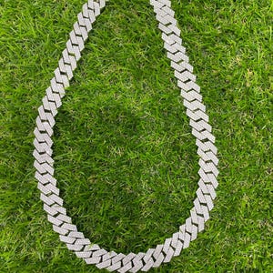Real VVS1 Moissanite Cuban Link Chain In 925 Silver, 13mm Moissanite Diamond Chain Pass Tester, Best Birthday Gift, GRA Certified